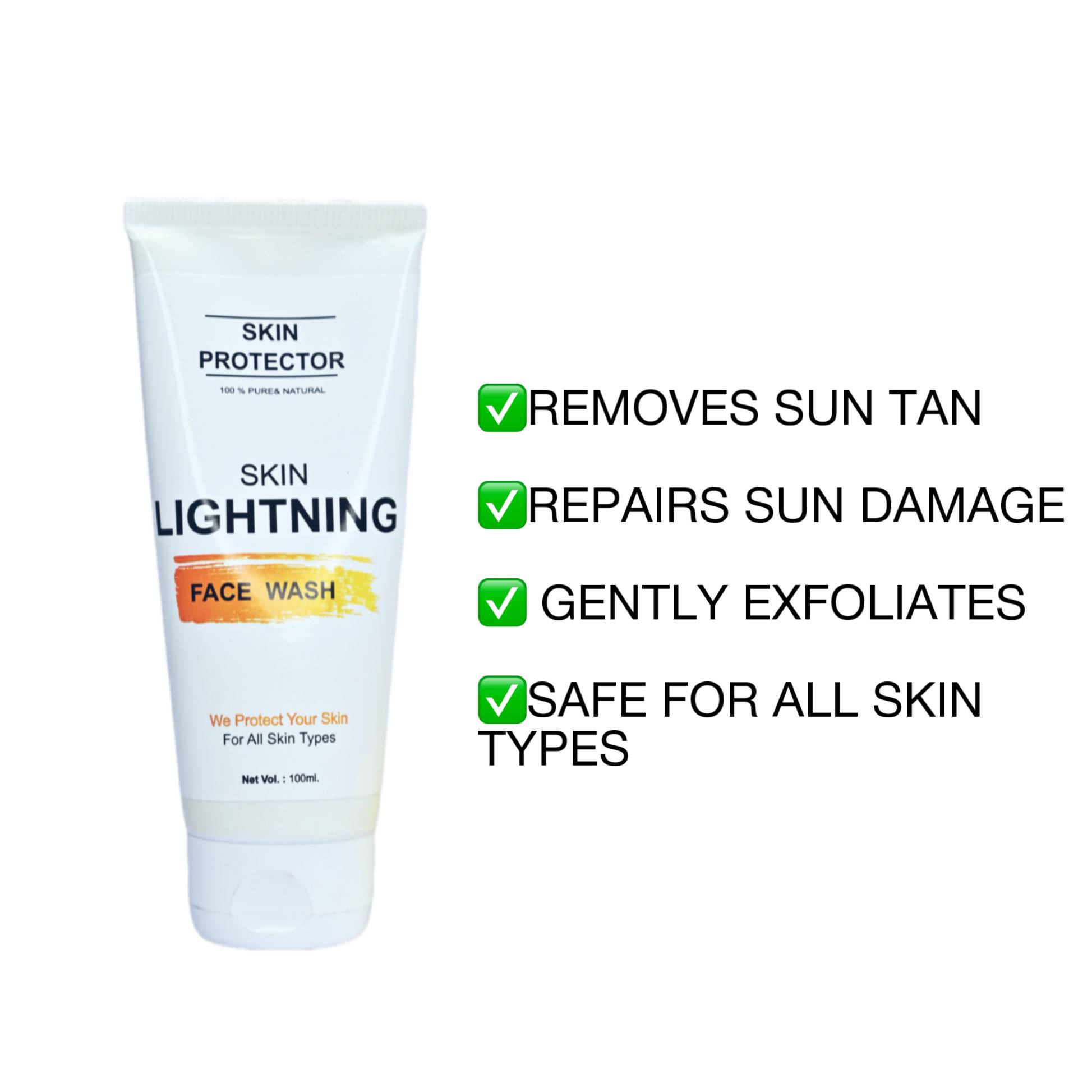 Skinprotector Skin lightning Face wash 100% pure & natural | fairness for  women & Men - THE SKIN PROTECTOR