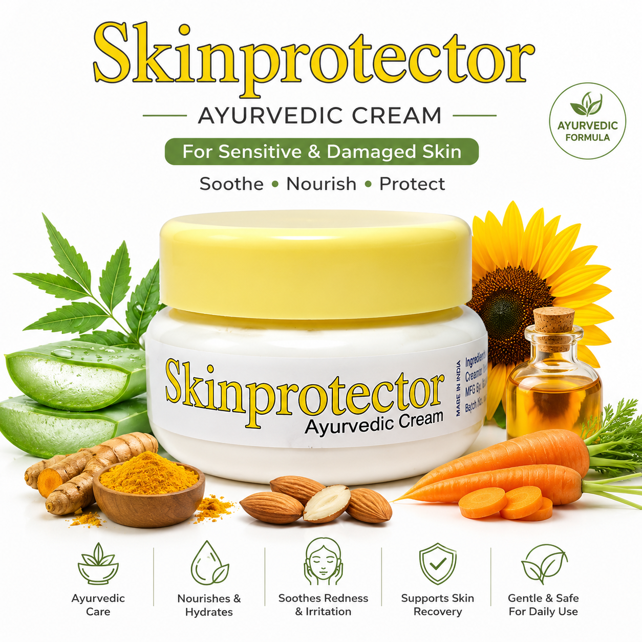 skinprotector ayurvedic fairness cream, skin whitening for women & men, face cream, 60g, natural, set of 3 skinprotector ayurvedic fairness cream, skin whitening for women & men, face cream, 60g, natural, set of 3