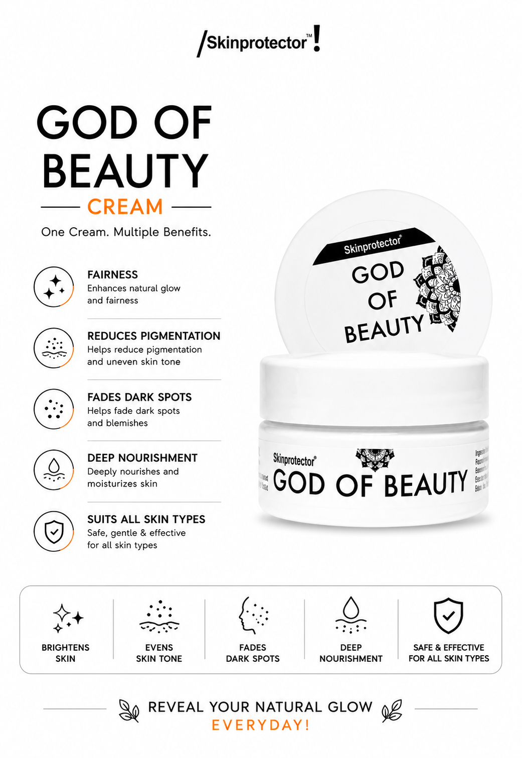 skinproector god of beauty fairness night cream, natural whitening face cream for removing dark spot, acne, under eye dark circles, dark knuckle skinproector god of beauty fairness night cream, natural whitening face cream for removing dark spot, acne, under eye dark circles, dark knuckle