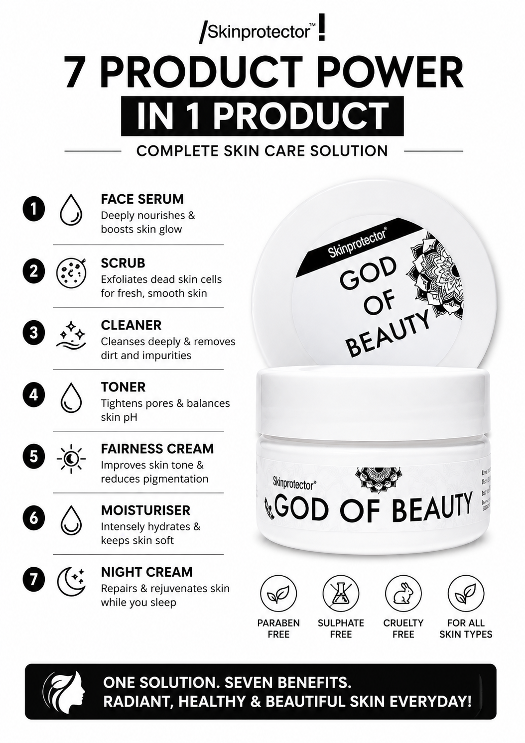 skinproector god of beauty fairness night cream, natural whitening face cream for removing dark spot, acne, under eye dark circles, dark knuckle skinproector god of beauty fairness night cream, natural whitening face cream for removing dark spot, acne, under eye dark circles, dark knuckle
